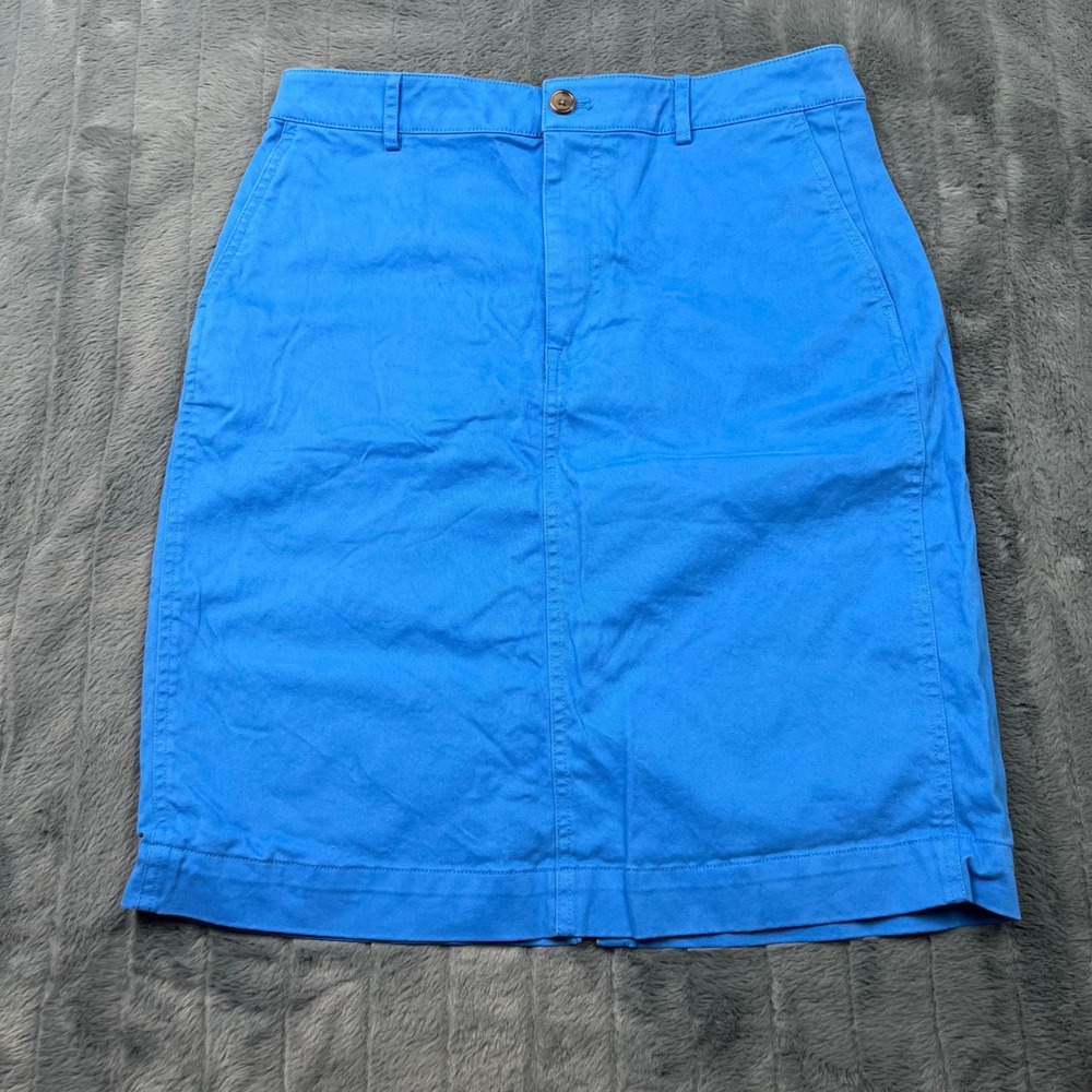 J.Crew Womens Blue Chino Pencil Skirt Size 12 Cotton Stretch Casual Workwear